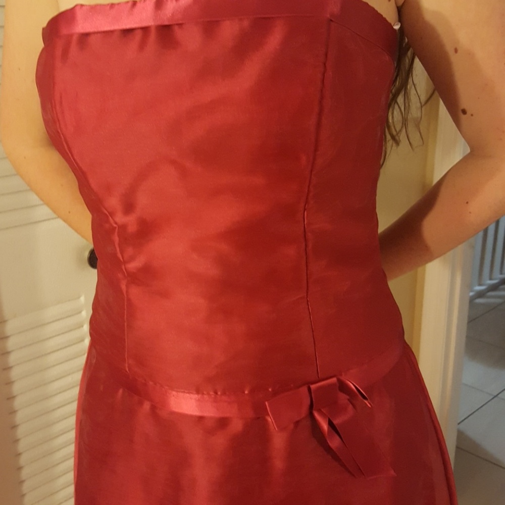 Red Midi Length Strapless In Organdy - image 7